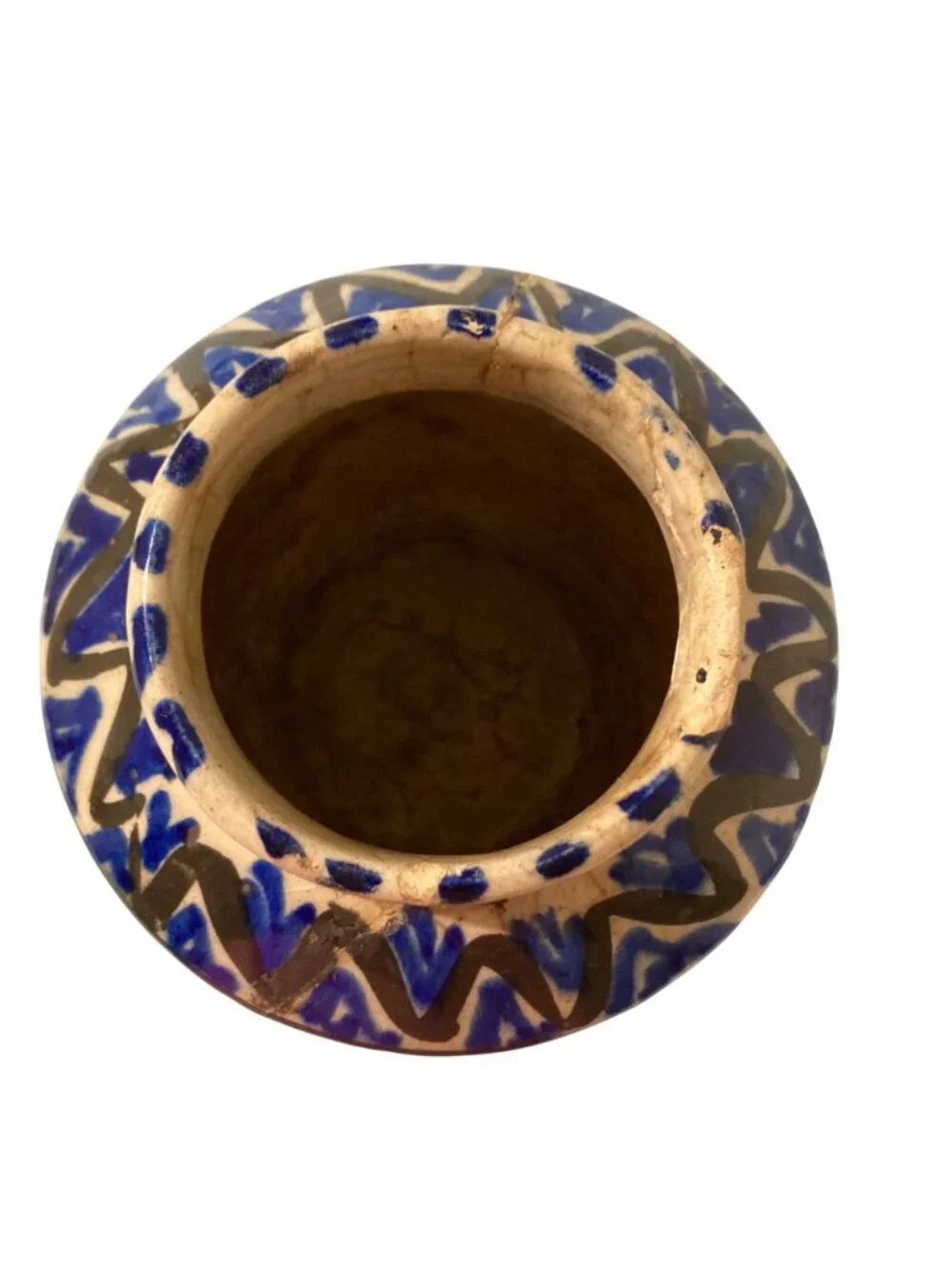 Antique 18th Century Persian Safavid Blue And White Pottery Vase